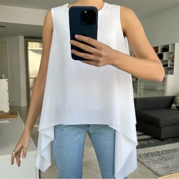 Cos white sleeveless flowy high low sleeveless top size 6/small - Picture 1 of 3